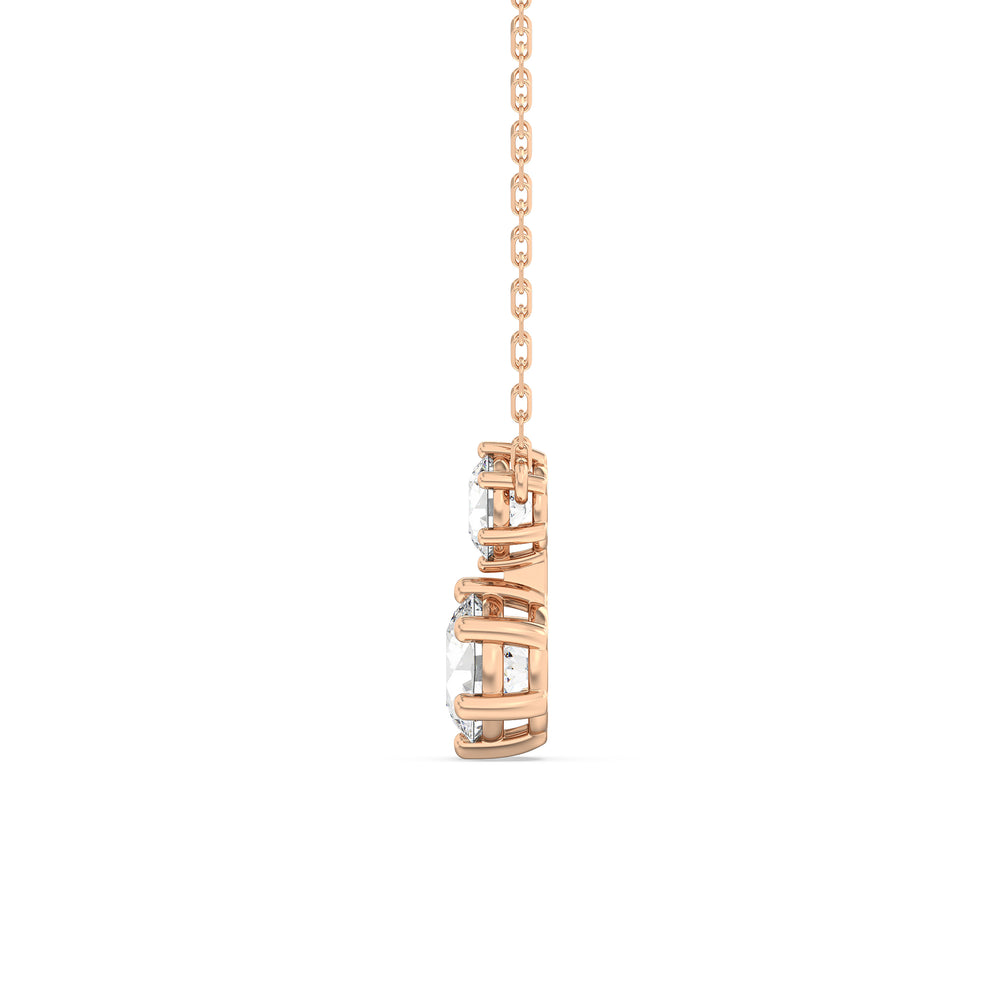 Diamond Duo Necklace with 14KT Rose Gold / Lab / 2 Cut Diamond in 14KT Rose Gold / Lab / 2 view 5
