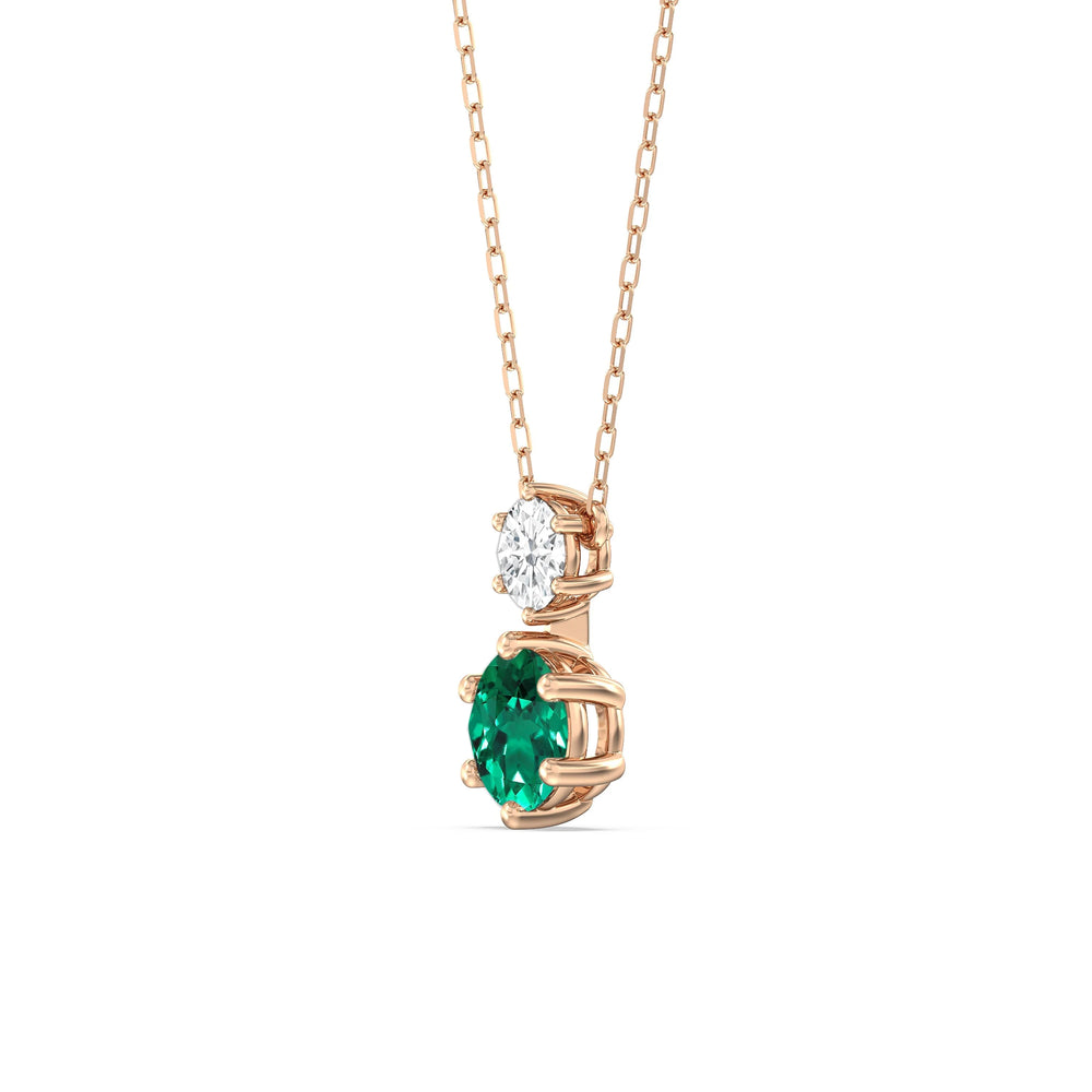 Emerald and Diamond Duo NecklaceTest Drashya with 14KT Rose Gold Cut Diamond in 14KT Rose Gold view 3
