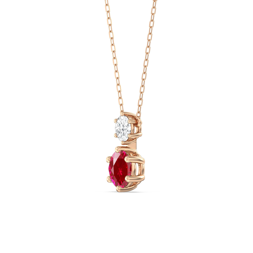 Ruby and Diamond Duo NecklaceTest Drashya with 14KT Rose Gold Cut Diamond in 14KT Rose Gold view 2
