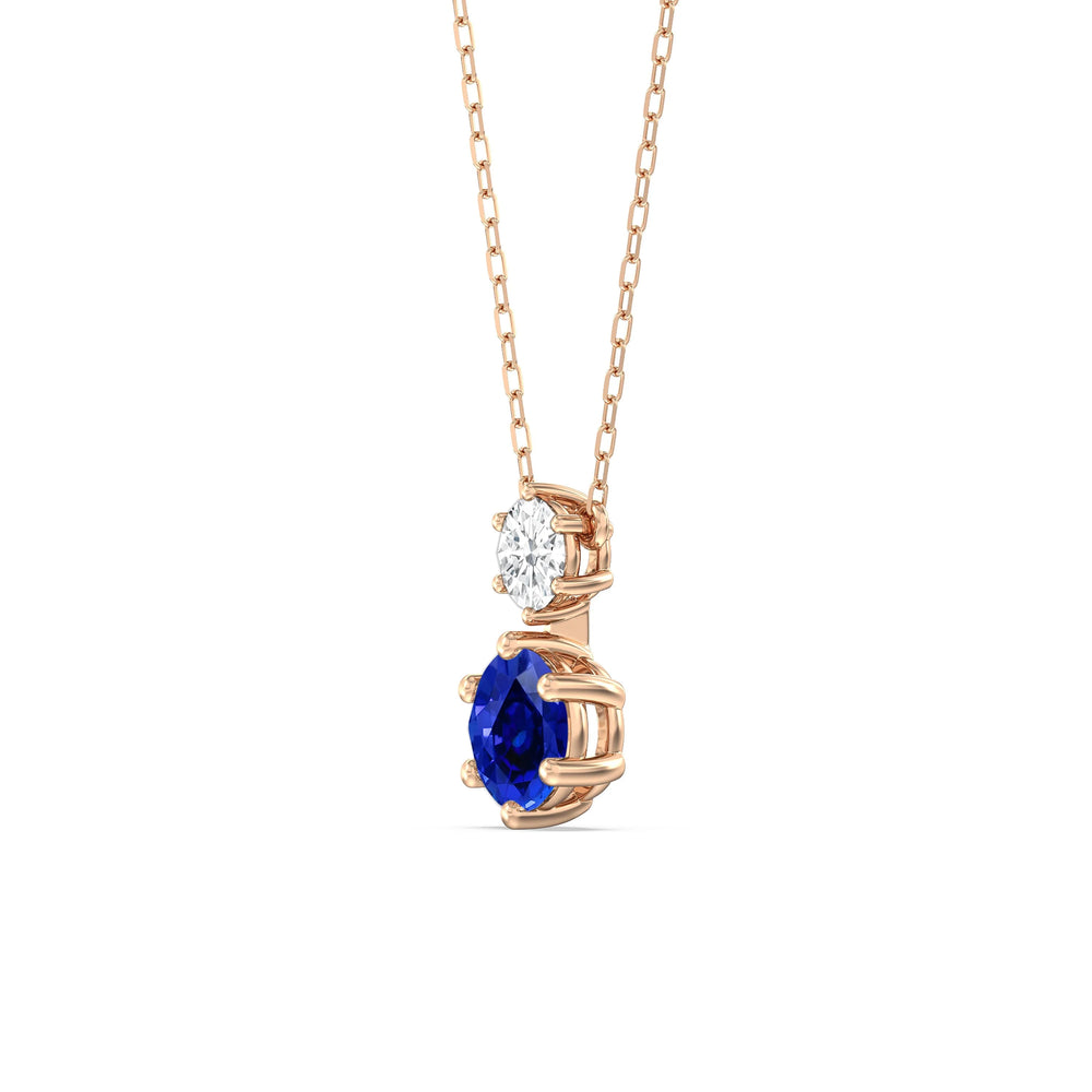 Sapphire and Diamond Duo NecklaceTest Drashya with 14KT Rose Gold Cut Diamond in 14KT Rose Gold view 3
