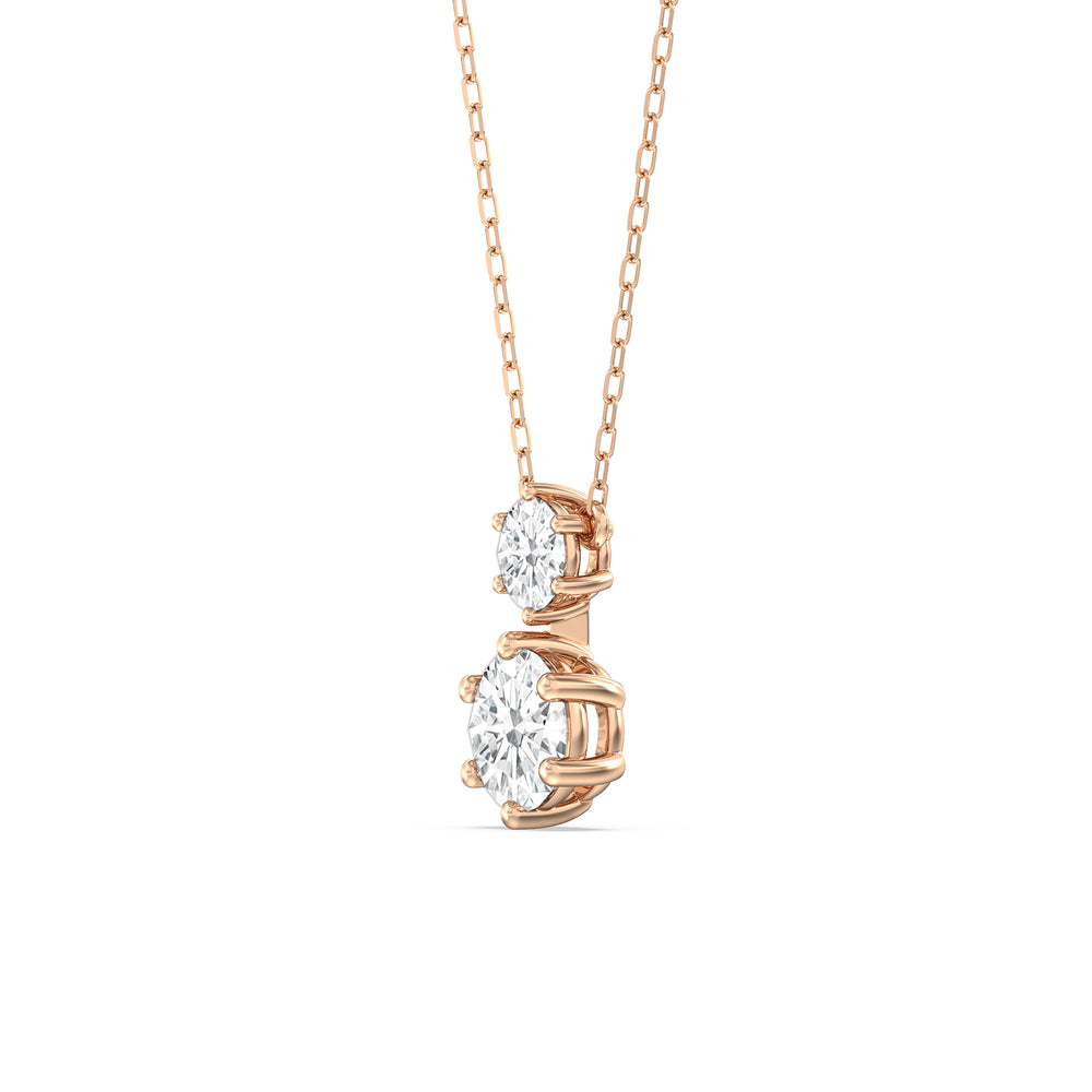 Diamond Duo Necklace with 14KT Rose Gold / Lab / 2 Cut Diamond in 14KT Rose Gold / Lab / 2 view 2
