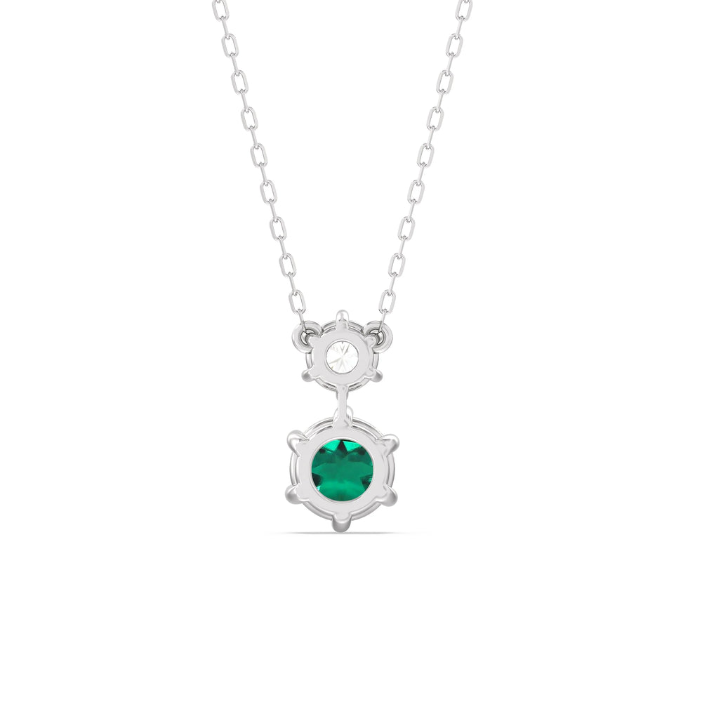 Emerald and Diamond Duo NecklaceTest Drashya with 14KT White Gold Cut Diamond in 14KT White Gold view 4
