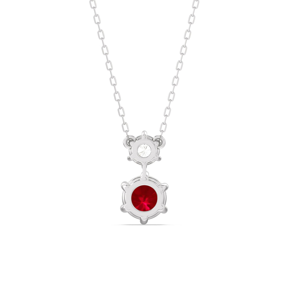 Ruby and Diamond Duo NecklaceTest Drashya with 14KT White Gold Cut Diamond in 14KT White Gold view 4

