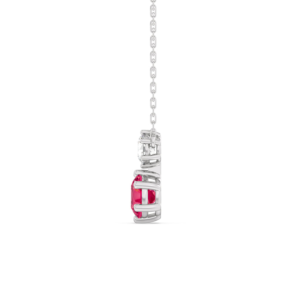 Ruby and Diamond Duo Necklace with Sterling Silver Cut Diamond in 14KT Sterling Silver view 3
