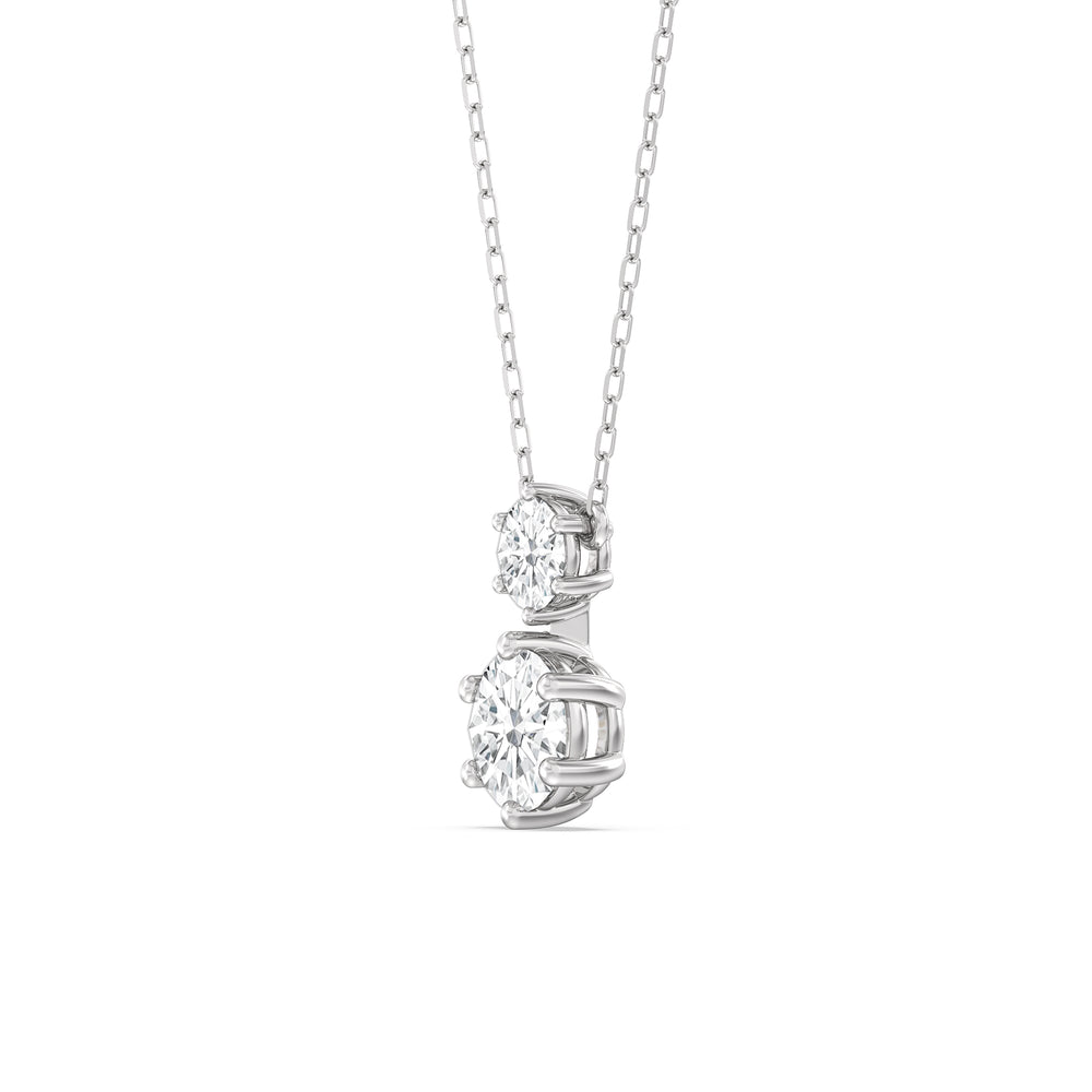 Diamond Duo Necklace with 14KT White Gold / Lab / 2 Cut Diamond in 14KT White Gold / Lab / 2 view 2
