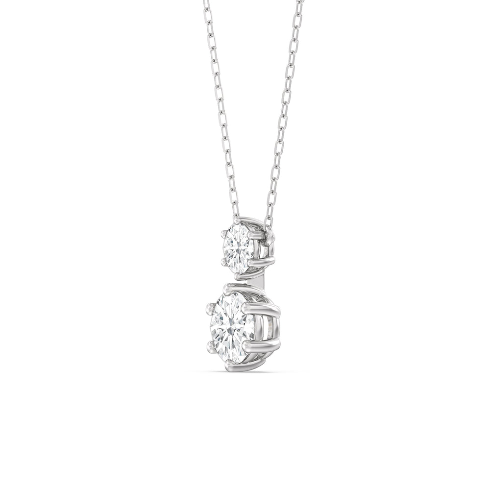 Diamond Duo Necklace with Sterling Silver / Lab / 2 Cut Diamond in 14KT Sterling Silver / Lab / 2 view 2
