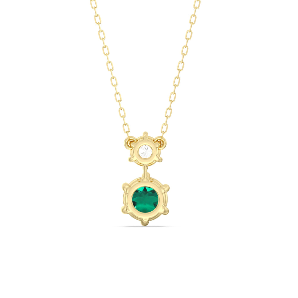 Emerald and Diamond Duo NecklaceTest Drashya with 14KT Yellow Gold Cut Diamond in 14KT Yellow Gold view 4
