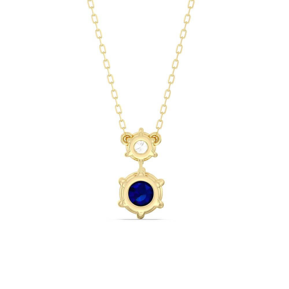Sapphire and Diamond Duo NecklaceTest Drashya with 14KT Yellow Gold Cut Diamond in 14KT Yellow Gold view 4
