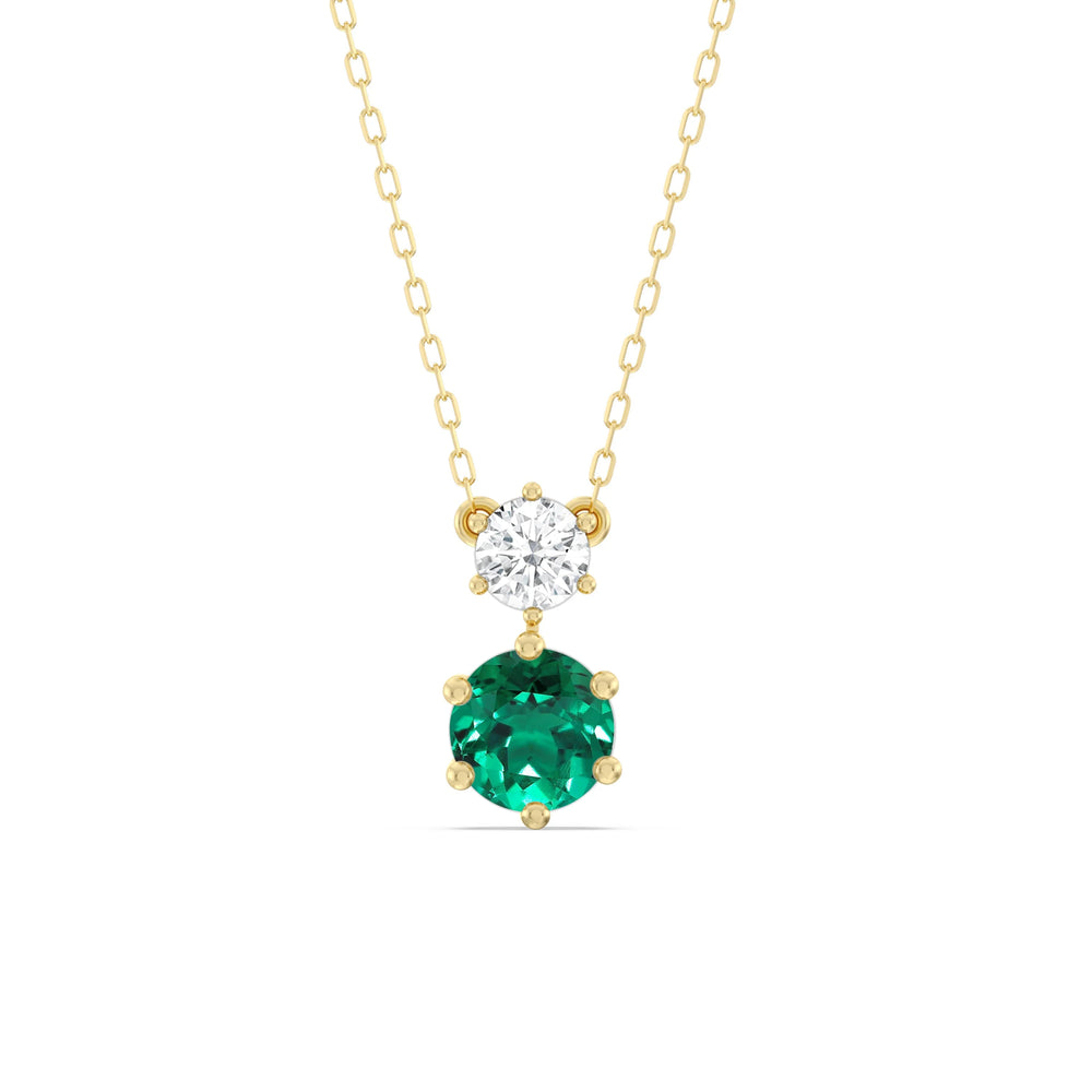 Emerald and Diamond Duo NecklaceTest Drashya with 14KT Yellow Gold Cut Diamond in 14KT Yellow Gold view 1
