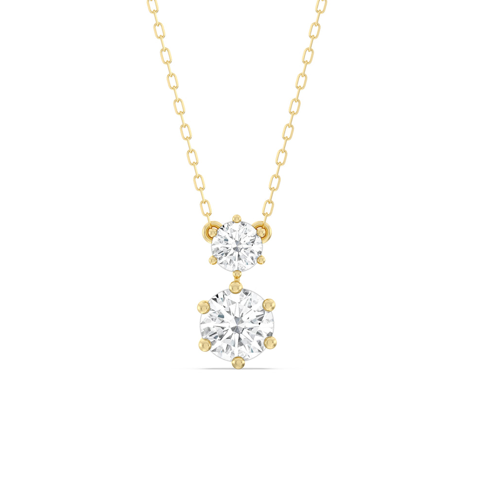 Diamond Duo Necklace with 14KT Yellow Gold / Lab / 2 Cut Diamond in 14KT Yellow Gold / Lab / 2 view 1
