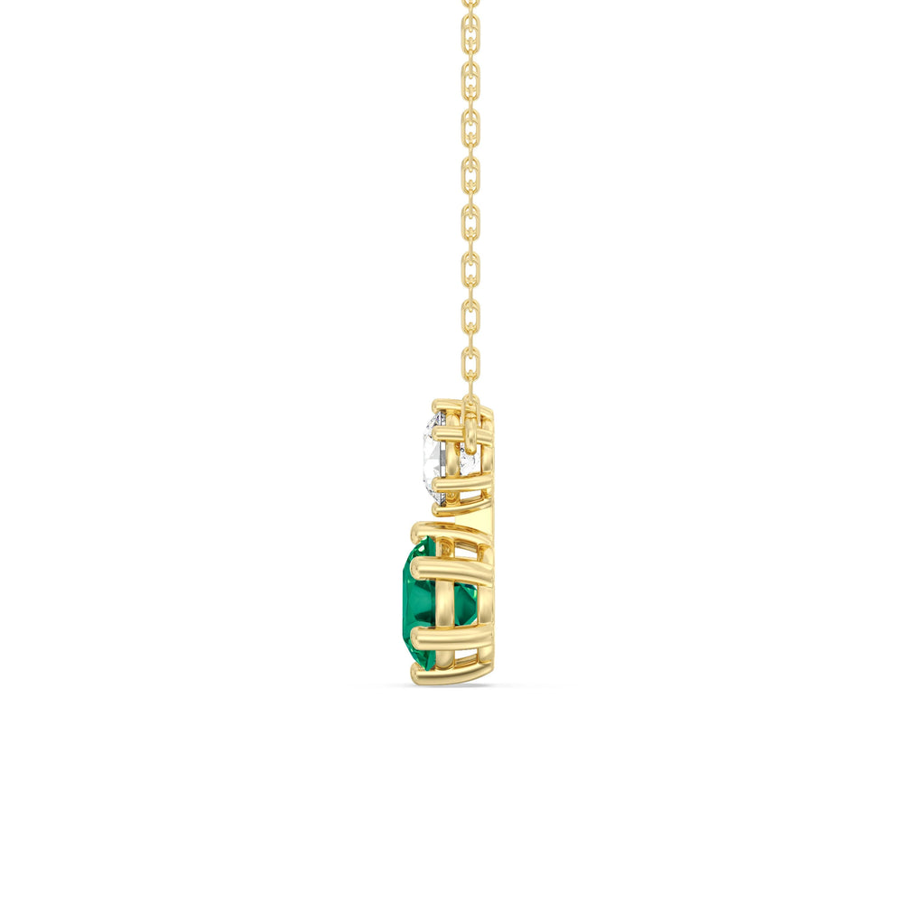 Emerald and Diamond Duo NecklaceTest Drashya with 14KT Yellow Gold Cut Diamond in 14KT Yellow Gold view 2
