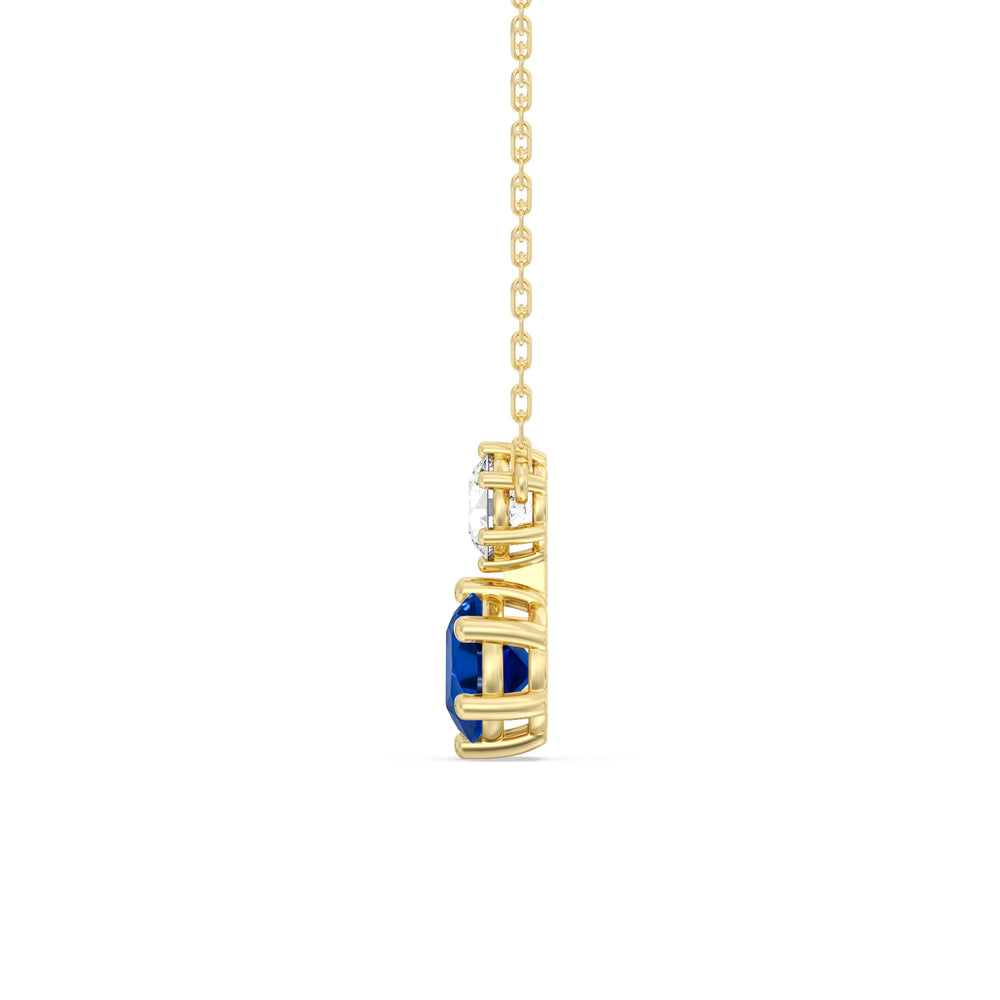 Sapphire and Diamond Duo NecklaceTest Drashya with 14KT Yellow Gold Cut Diamond in 14KT Yellow Gold view 2
