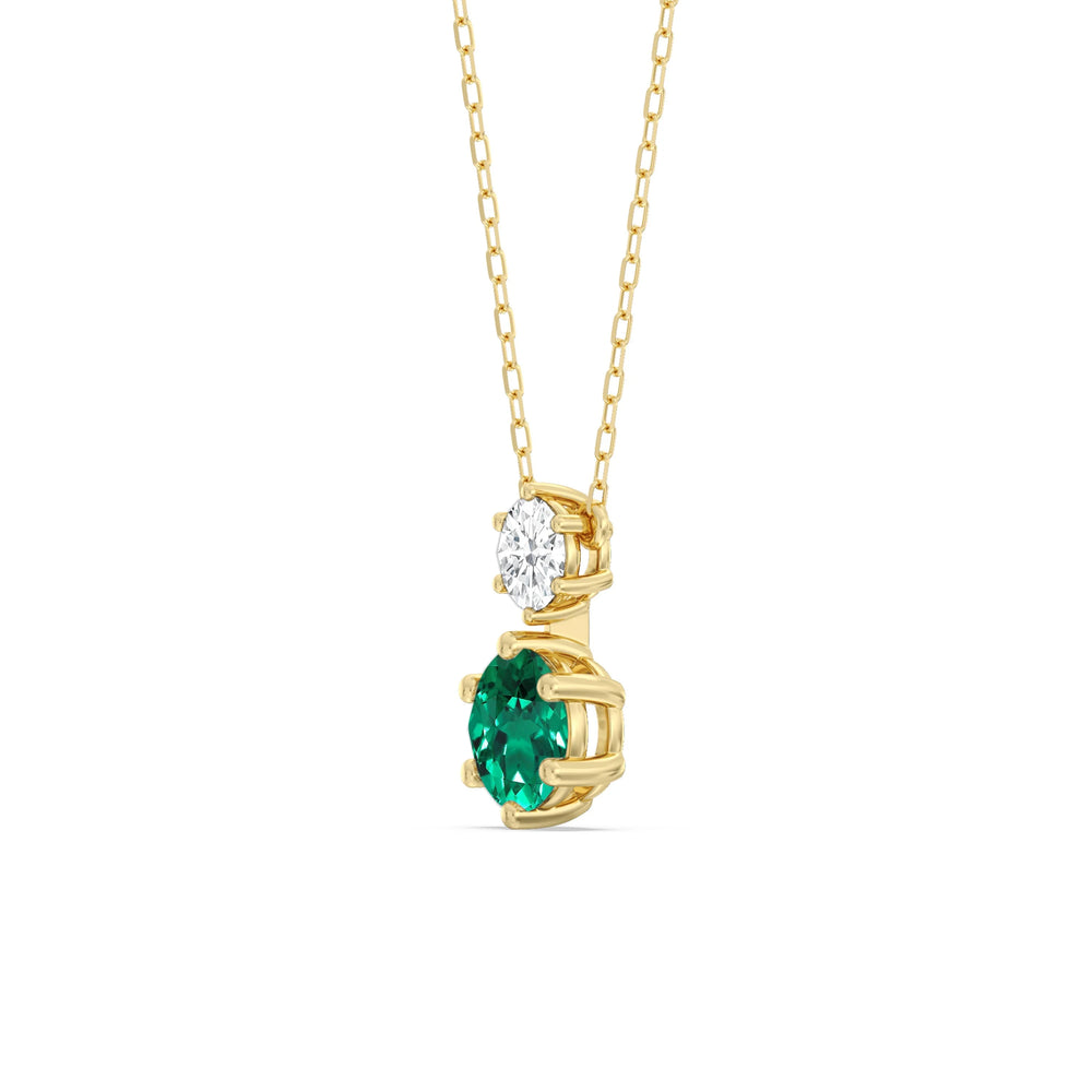 Emerald and Diamond Duo NecklaceTest Drashya with 14KT Yellow Gold Cut Diamond in 14KT Yellow Gold view 3
