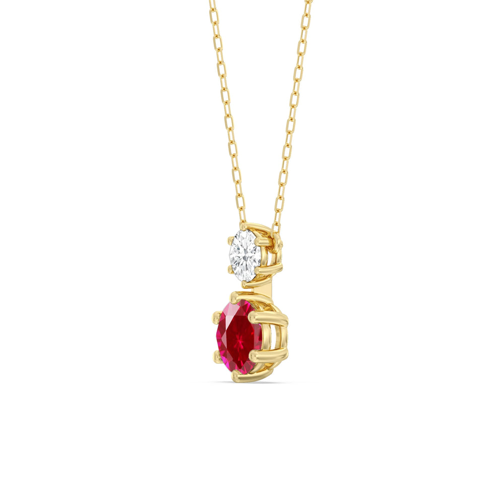Ruby and Diamond Duo NecklaceTest Drashya with 14KT Yellow Gold Cut Diamond in 14KT Yellow Gold view 2
