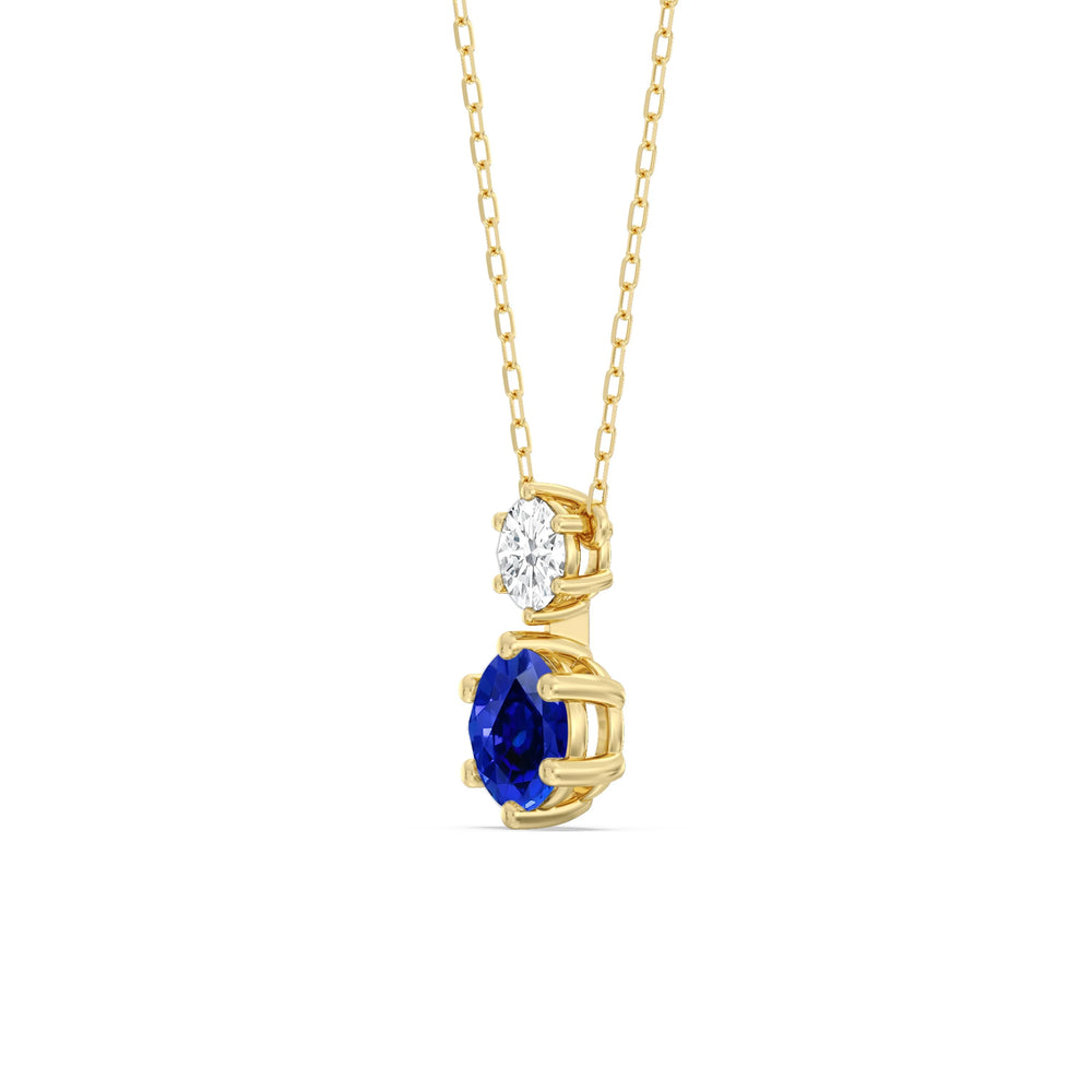 Sapphire and Diamond Duo NecklaceTest Drashya with 14KT Yellow Gold Cut Diamond in 14KT Yellow Gold view 3
