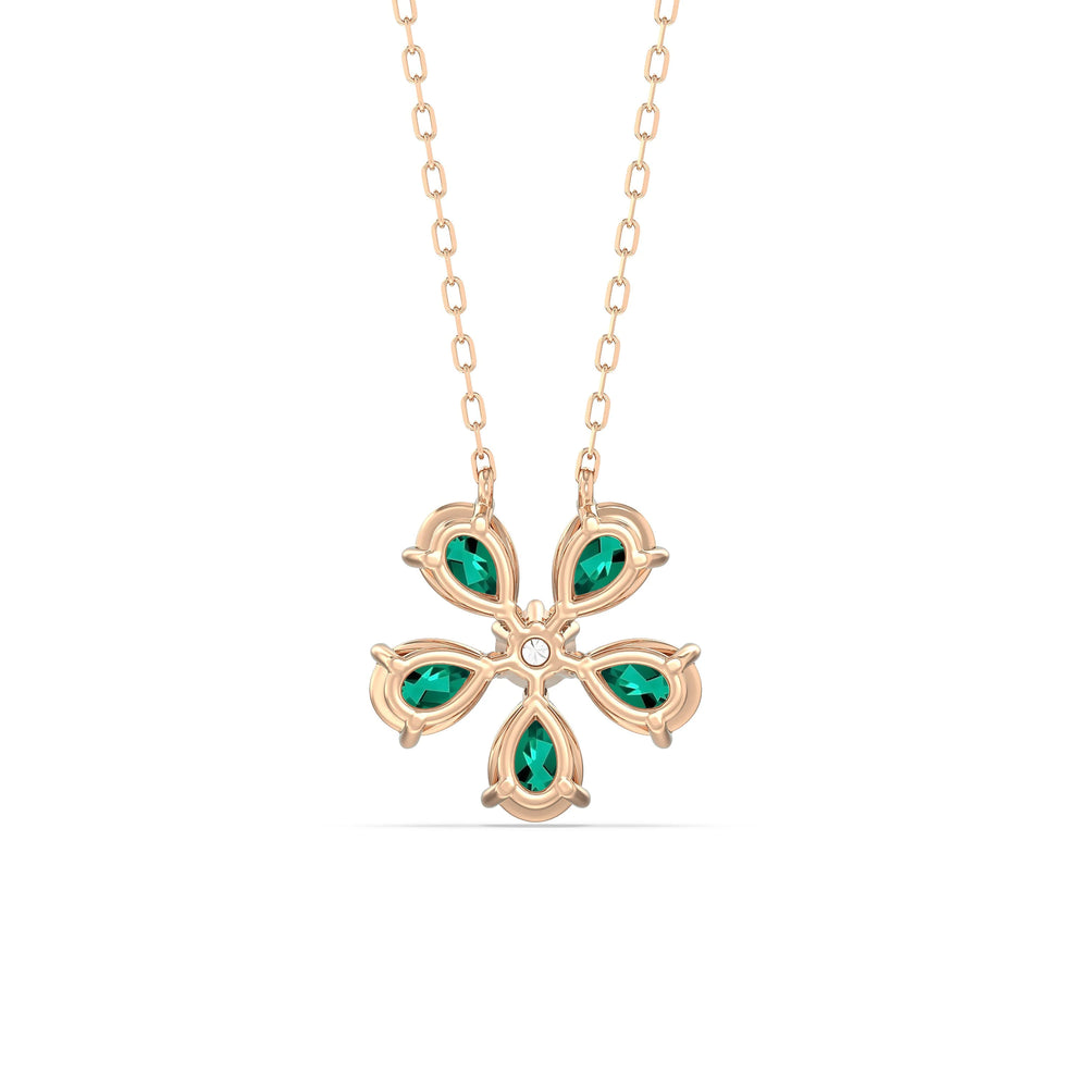 Emerald And Diamond Daisy NecklaceTest Drashya with 14KT Rose Gold Cut Diamond in 14KT Rose Gold view 4

