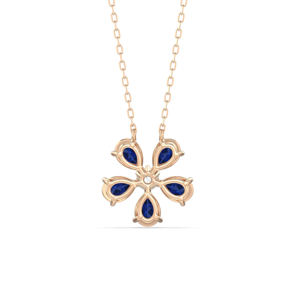Sapphire And Diamond Daisy NecklaceTest Drashya with 14KT Rose Gold Cut Diamond in 14KT Rose Gold view 4
