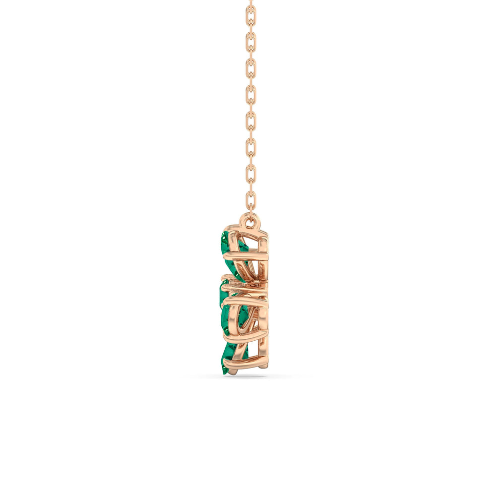 Emerald And Diamond Daisy NecklaceTest Drashya with 14KT Rose Gold Cut Diamond in 14KT Rose Gold view 3
