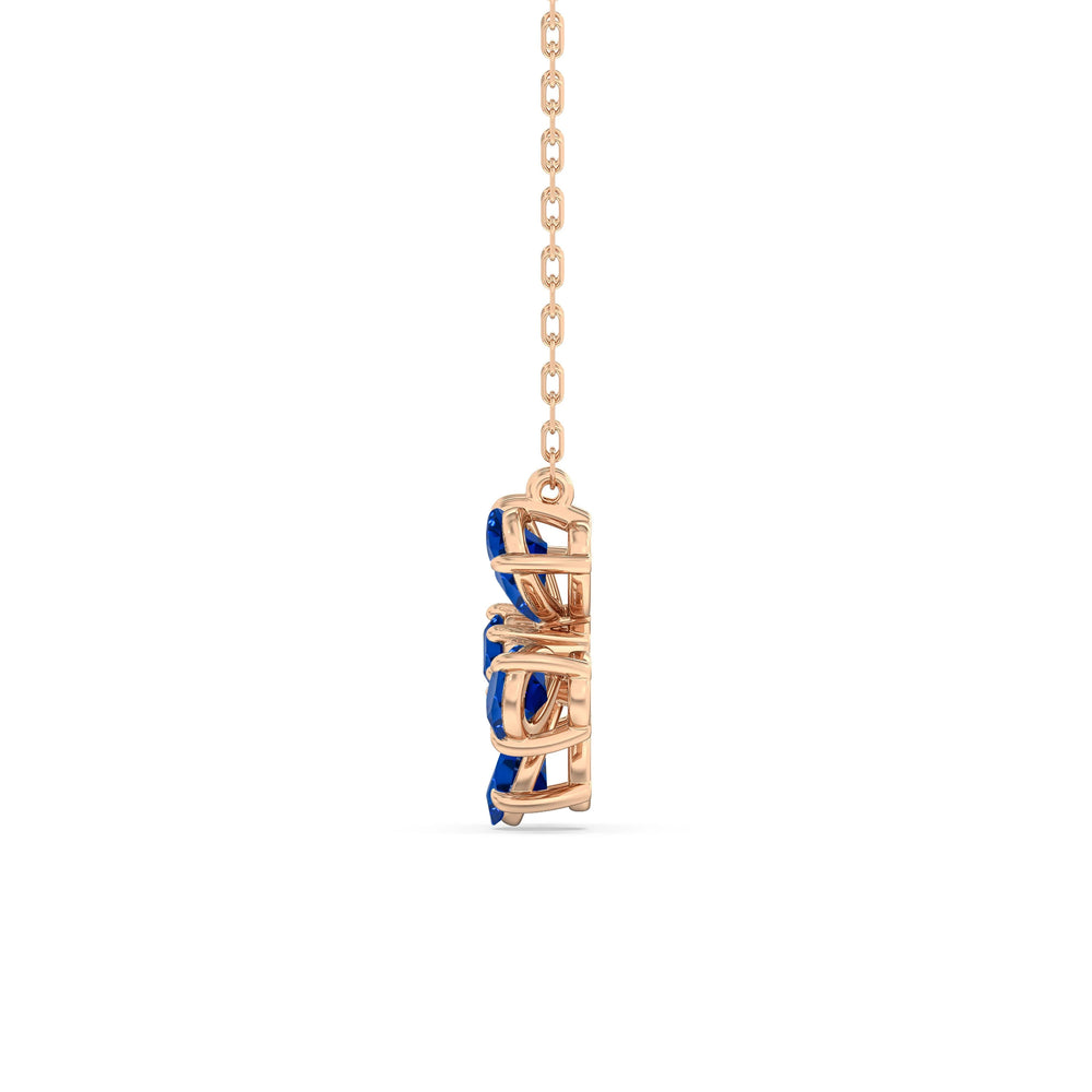 Sapphire And Diamond Daisy NecklaceTest Drashya with 14KT Rose Gold Cut Diamond in 14KT Rose Gold view 3
