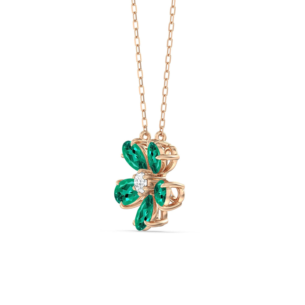 Emerald And Diamond Daisy NecklaceTest Drashya with 14KT Rose Gold Cut Diamond in 14KT Rose Gold view 2
