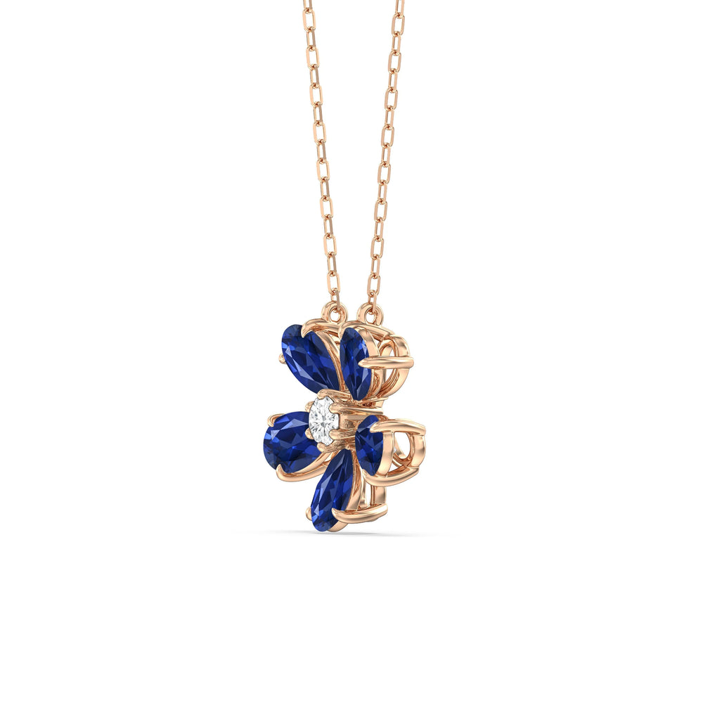 Sapphire And Diamond Daisy NecklaceTest Drashya with 14KT Rose Gold Cut Diamond in 14KT Rose Gold view 2
