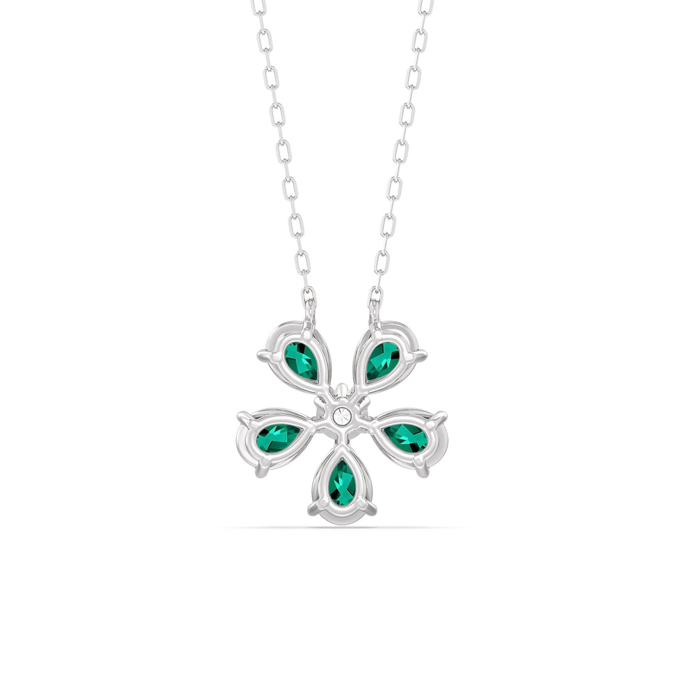 Emerald And Diamond Daisy NecklaceTest Drashya with 14KT White Gold Cut Diamond in 14KT White Gold view 4
