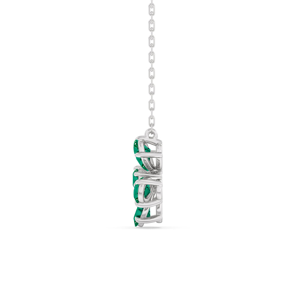 Emerald and Diamond Daisy Necklace with Sterling Silver Cut Diamond in 14KT Sterling Silver view 3

