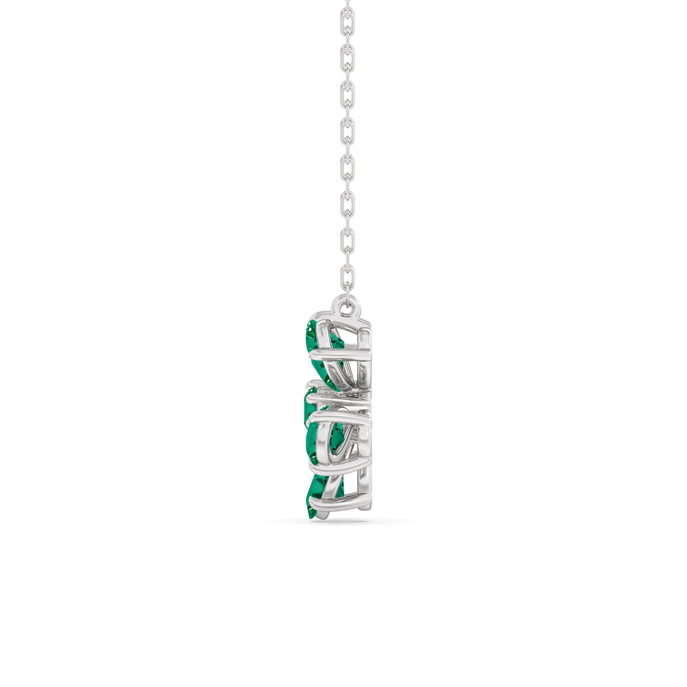 Emerald And Diamond Daisy NecklaceTest Drashya with 14KT White Gold Cut Diamond in 14KT White Gold view 3
