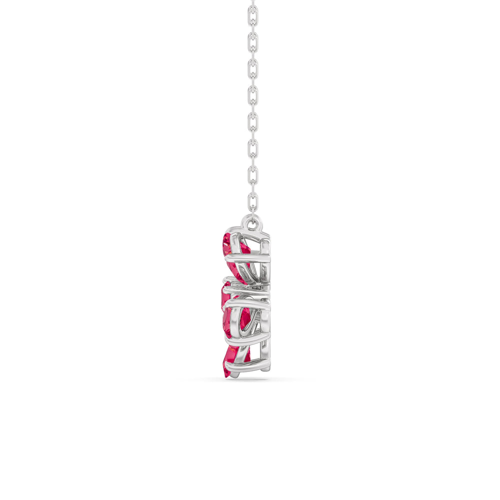 Ruby and Diamond Daisy Necklace with 14KT White Gold Cut Diamond in 14KT White Gold view 3
