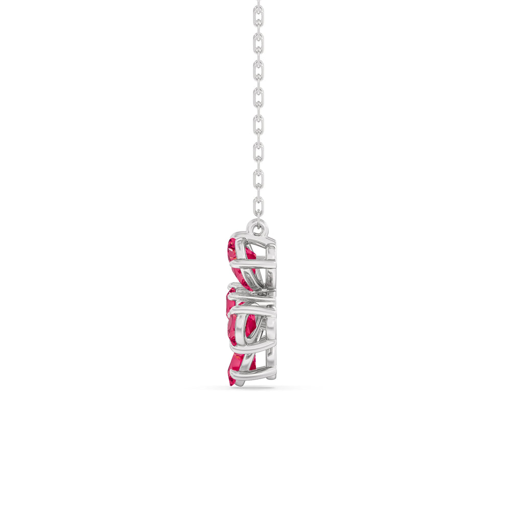 Ruby And Diamond Daisy NecklaceTest Drashya with 14KT White Gold Cut Diamond in 14KT White Gold view 3
