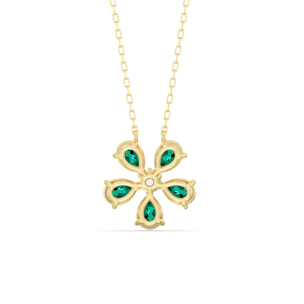 Emerald and Diamond Daisy Necklace with 14KT Rose Gold Cut Diamond in 14KT Rose Gold view 4
