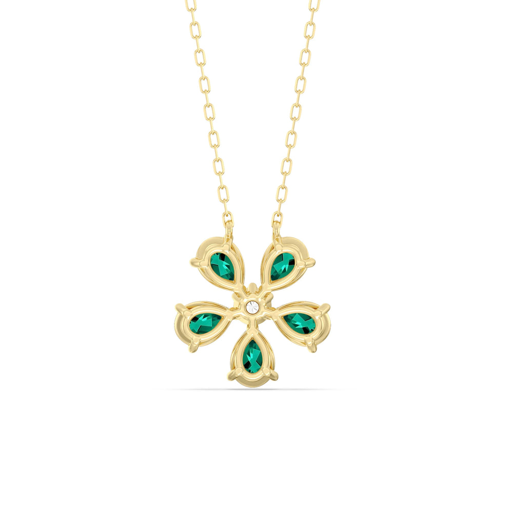 Emerald And Diamond Daisy NecklaceTest Drashya with 14KT Yellow Gold Cut Diamond in 14KT Yellow Gold view 4
