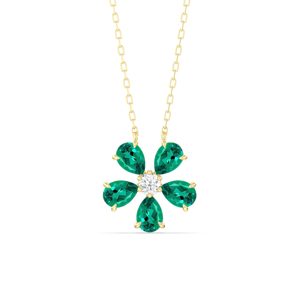 Emerald And Diamond Daisy NecklaceTest Drashya with 14KT Yellow Gold Cut Diamond in 14KT Yellow Gold view 1
