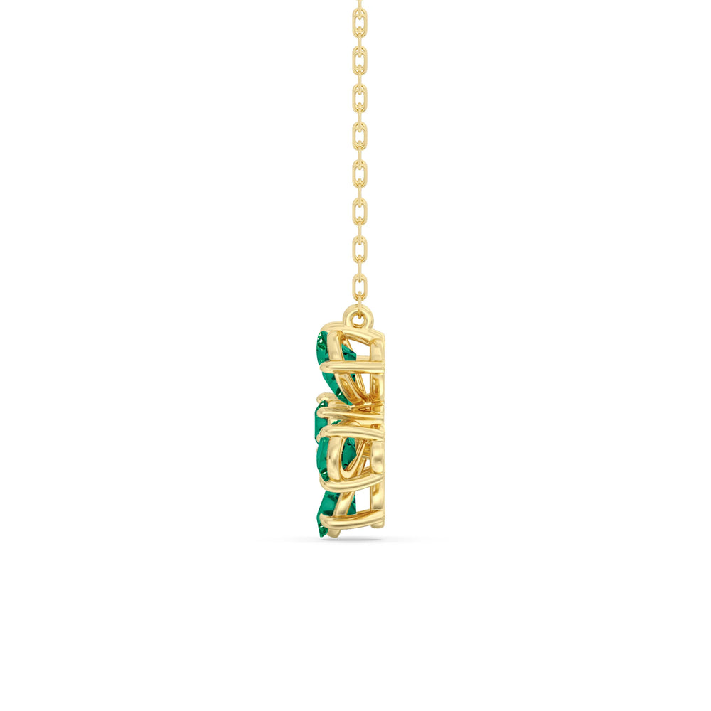 Emerald And Diamond Daisy NecklaceTest Drashya with 14KT Yellow Gold Cut Diamond in 14KT Yellow Gold view 3
