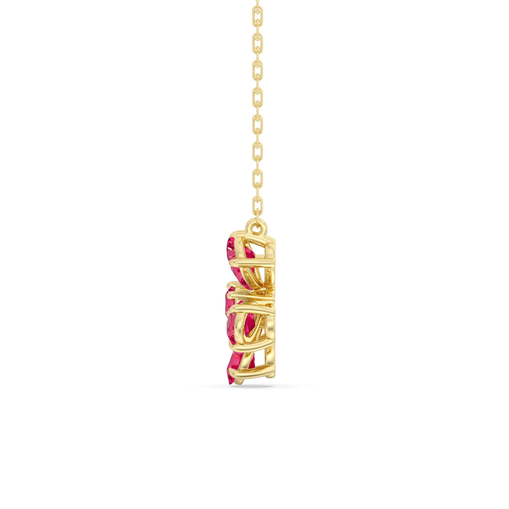 Ruby And Diamond Daisy NecklaceTest Drashya with 14KT Yellow Gold Cut Diamond in 14KT Yellow Gold view 3
