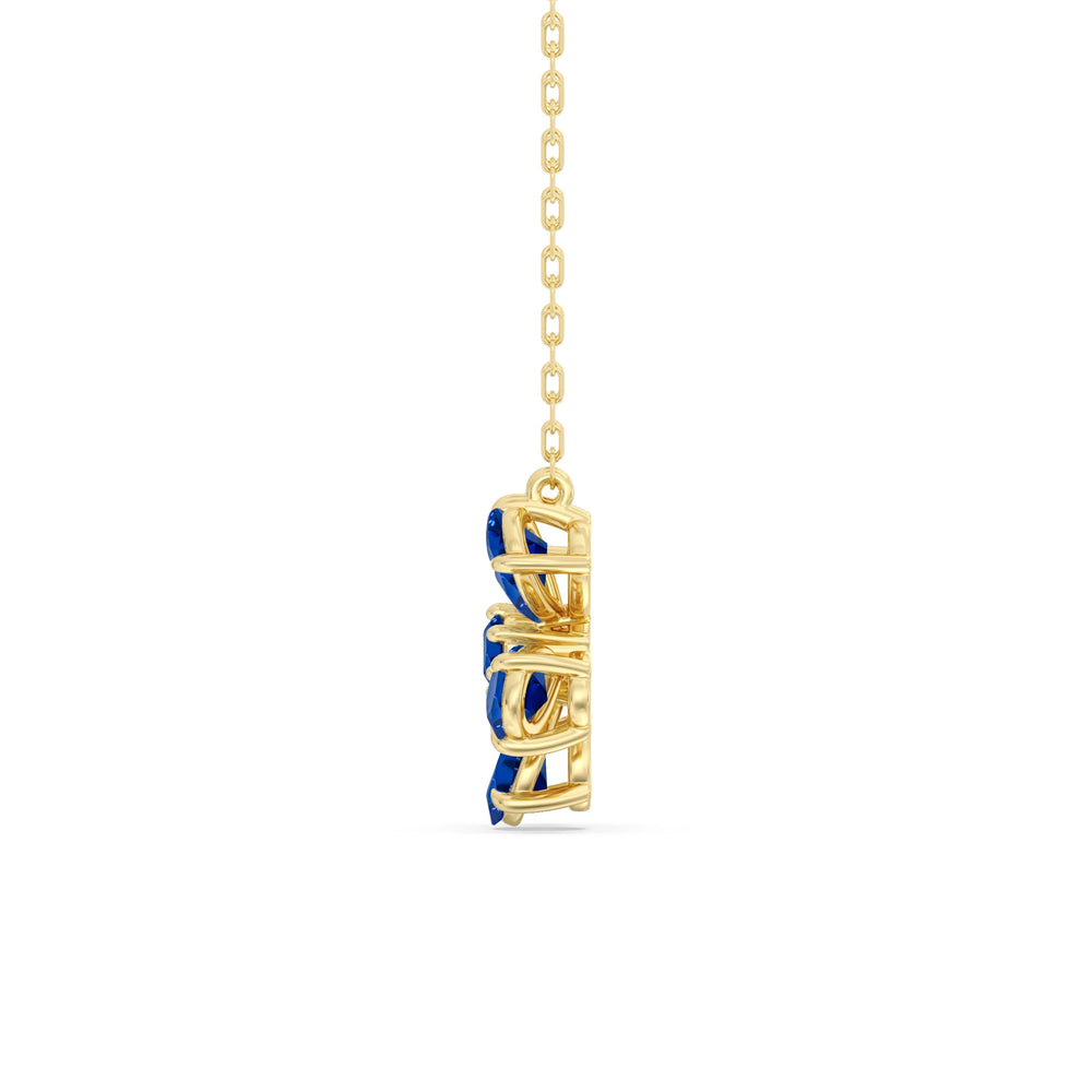 Sapphire And Diamond Daisy NecklaceTest Drashya with 14KT Yellow Gold Cut Diamond in 14KT Yellow Gold view 3
