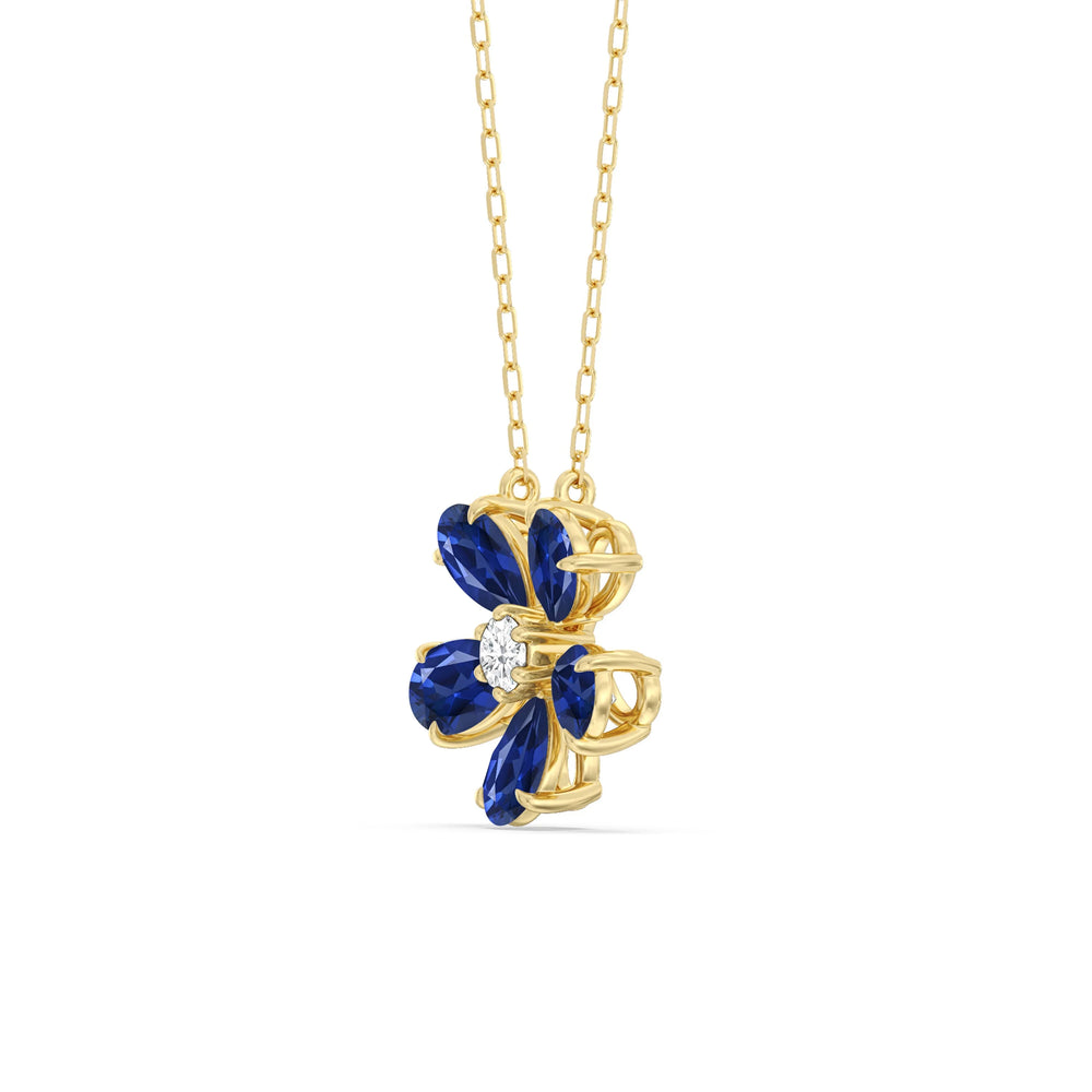 Sapphire And Diamond Daisy NecklaceTest Drashya with 14KT Yellow Gold Cut Diamond in 14KT Yellow Gold view 2
