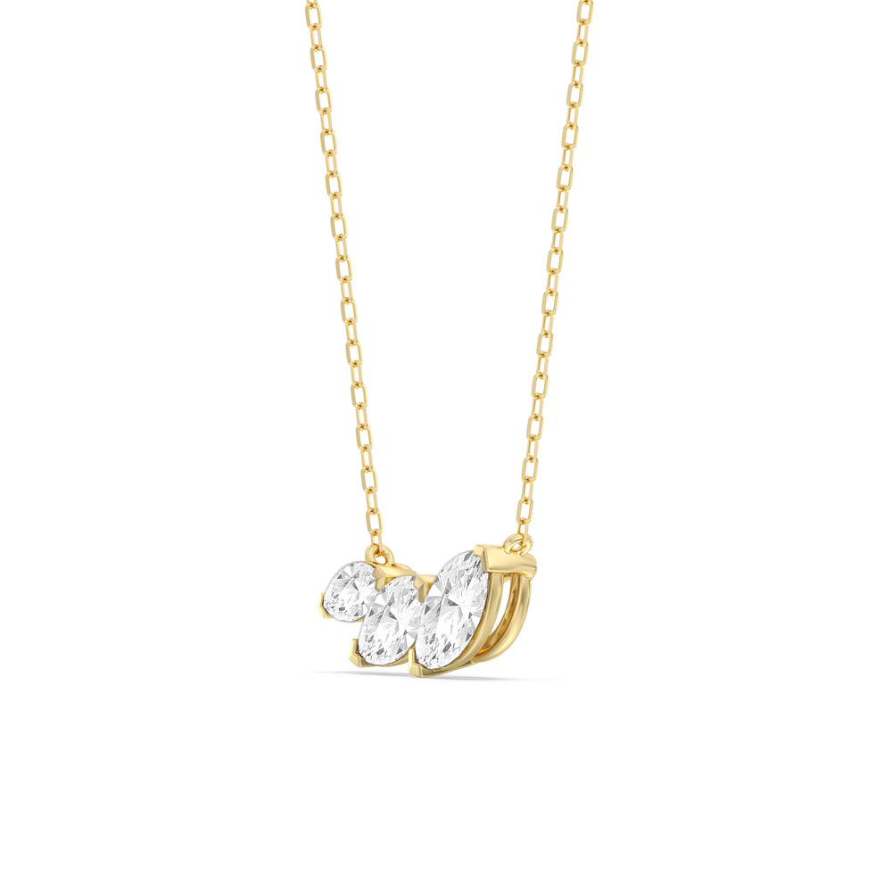 Trilogy Marquise Diamond Necklace with 14KT Yellow Gold / Lab / 1 1/2 Cut Diamond in 14KT Yellow Gold / Lab / 1 1/2 view 2
