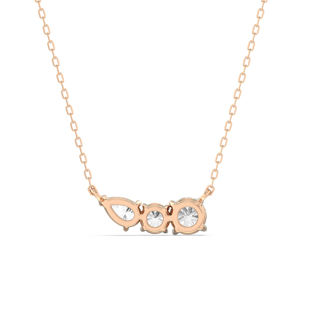 Trio Pear Cluster Necklace with 14KT Rose Gold / Lab / 1 1/2 Cut Diamond in 14KT Rose Gold / Lab / 1 1/2 view 6
