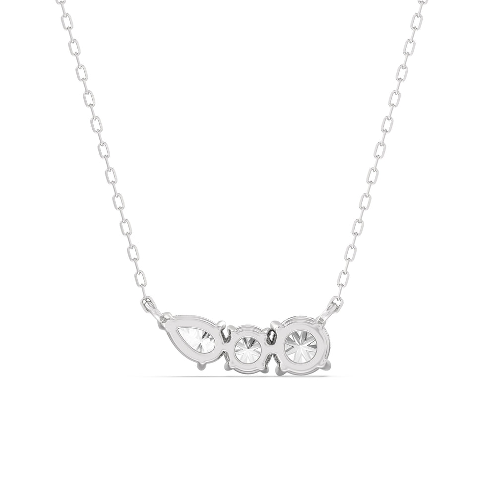 Trio Pear Cluster Necklace with Sterling Silver / Lab / 1 1/2 Cut Diamond in 14KT Sterling Silver / Lab / 1 1/2 view 6
