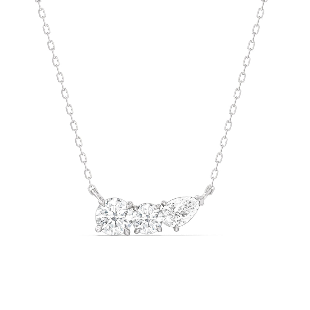 Trio Pear Cluster Necklace with Sterling Silver / Lab / 1 1/2 Cut Diamond in 14KT Sterling Silver / Lab / 1 1/2 view 1
