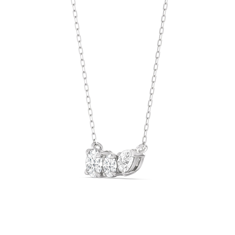 Trio Pear Cluster Necklace with Sterling Silver / Lab / 1 1/2 Cut Diamond in 14KT Sterling Silver / Lab / 1 1/2 view 2
