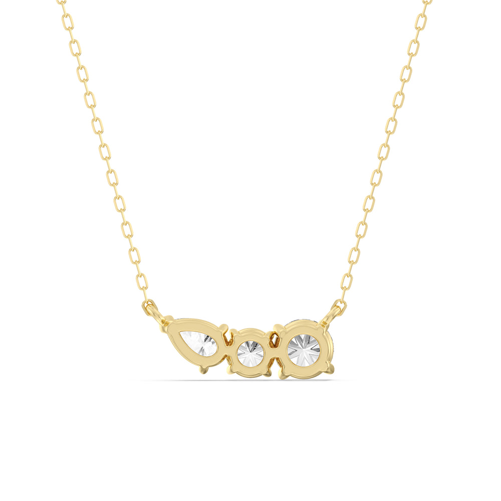 Trio Pear Cluster Necklace with 14KT Yellow Gold / Lab / 1 1/2 Cut Diamond in 14KT Yellow Gold / Lab / 1 1/2 view 6
