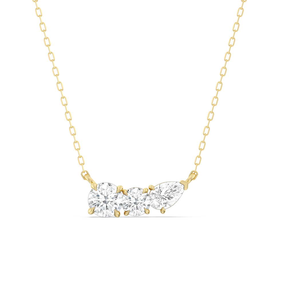 Trio Pear Cluster Necklace with 14KT Yellow Gold / Lab / 1 1/2 Cut Diamond in 14KT Yellow Gold / Lab / 1 1/2 view 1
