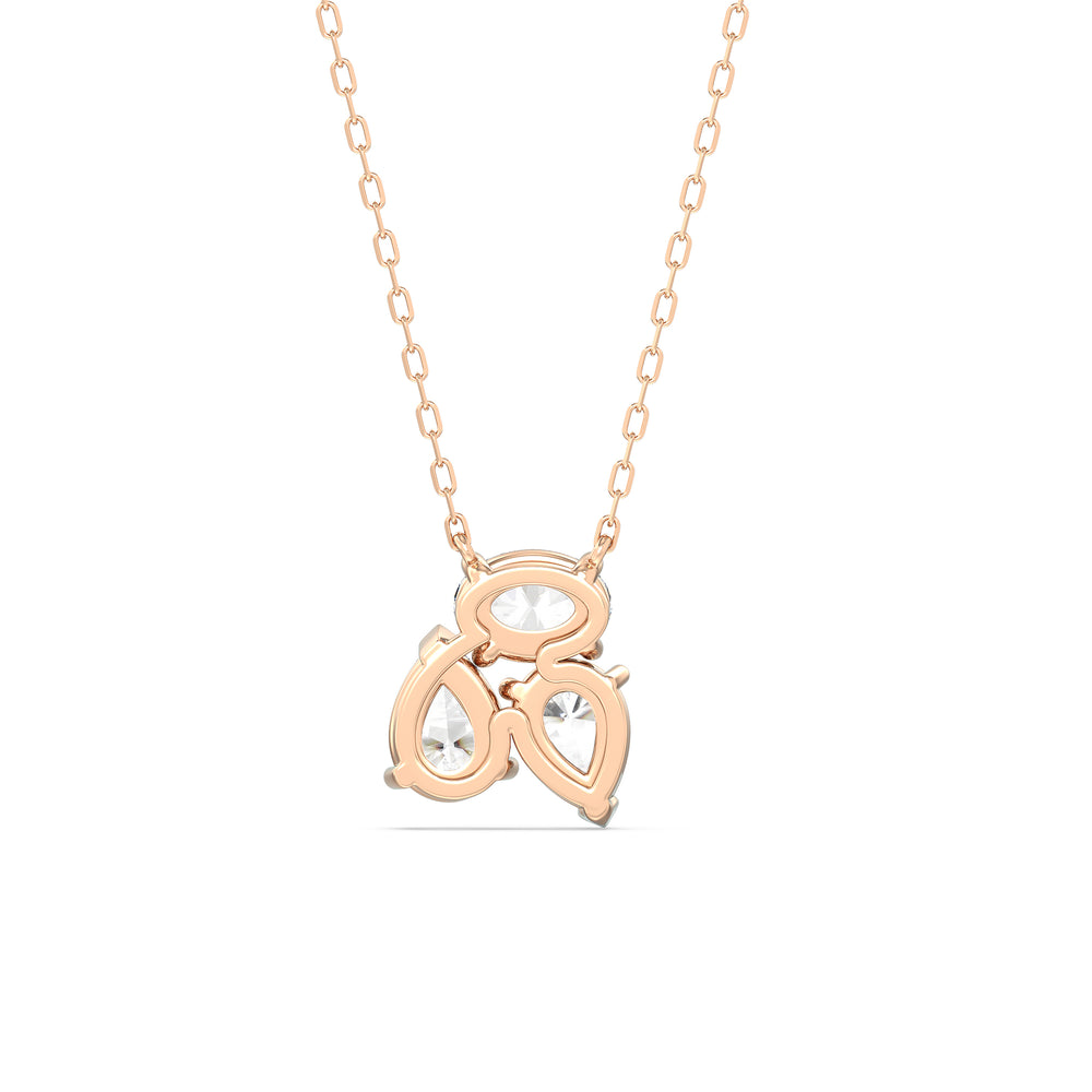 Mixed Shape Cluster Necklace with 14KT Rose Gold / Lab / 2 Cut Diamond in 14KT Rose Gold / Lab / 2 view 6
