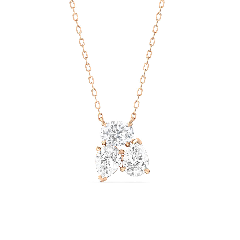 Mixed Shape Cluster Necklace with 14KT Rose Gold / Lab / 2 Cut Diamond in 14KT Rose Gold / Lab / 2 view 1
