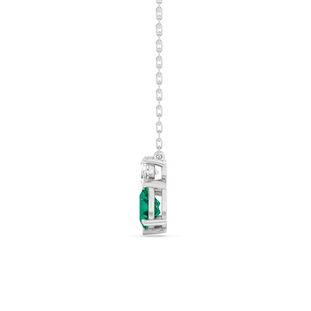 Emerald And Diamond Mixed Shape Cluster Necklace with Sterling Silver Cut Diamond in 14KT Sterling Silver view 3

