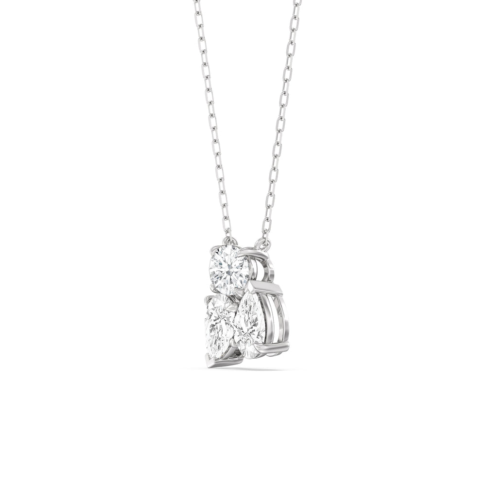 Mixed Shape Cluster Necklace with 14KT White Gold / Lab / 2 Cut Diamond in 14KT White Gold / Lab / 2 view 2
