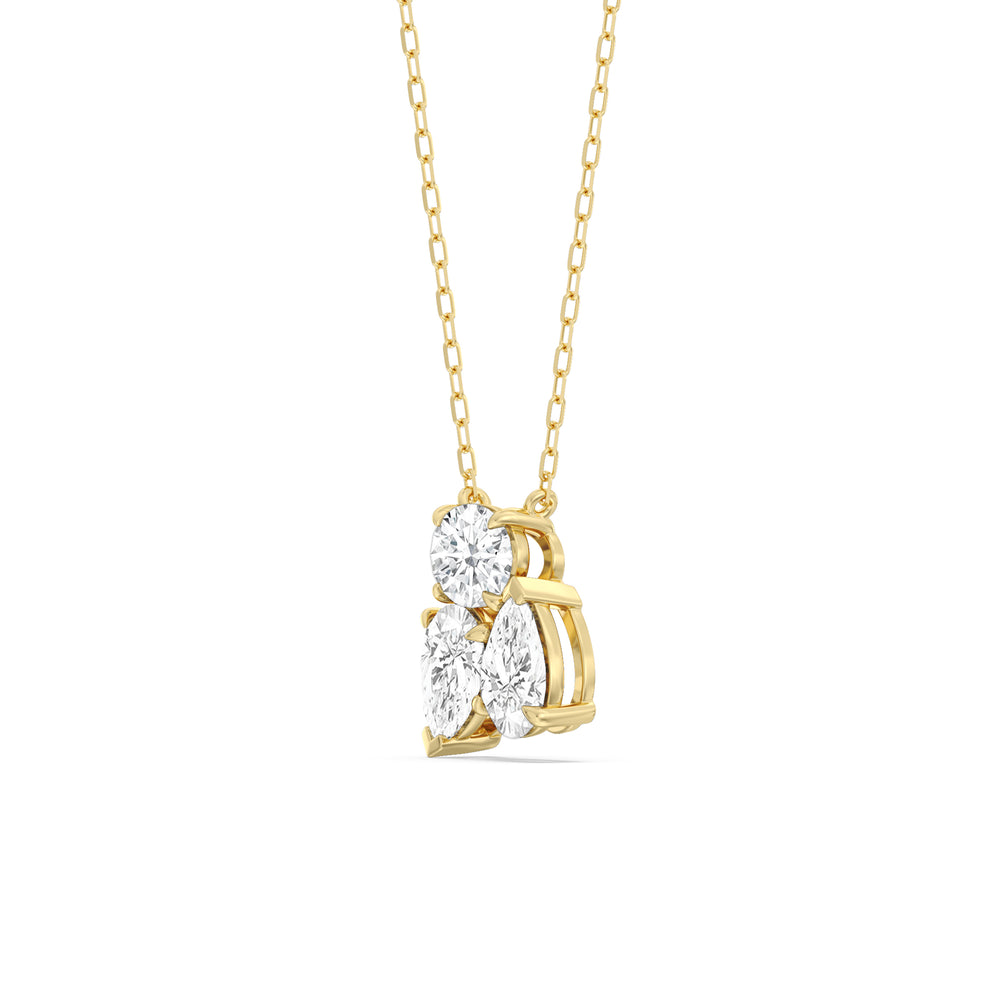 Mixed Shape Cluster Necklace with 14KT Yellow Gold / Lab / 2 Cut Diamond in 14KT Yellow Gold / Lab / 2 view 2
