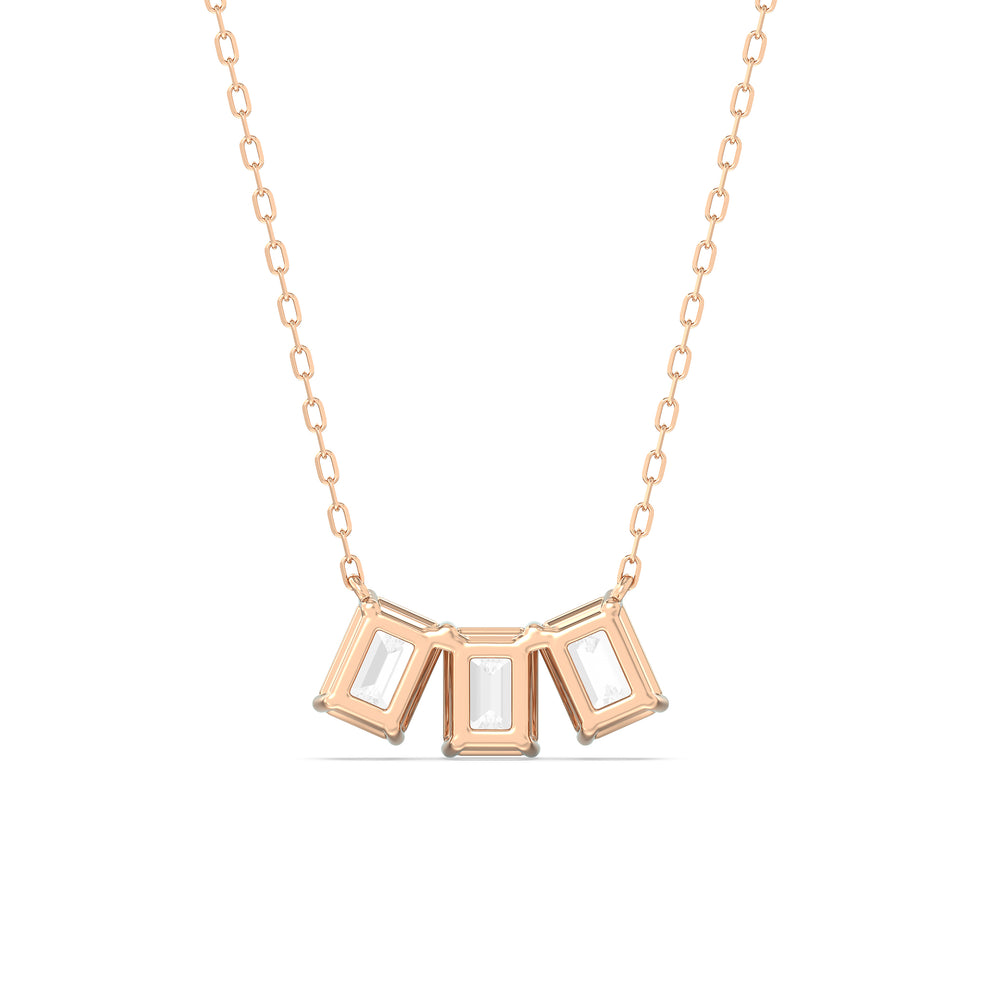 Trio Emerald Cluster Necklace with 14KT Rose Gold / Lab / 2 1/4 Cut Diamond in 14KT Rose Gold / Lab / 2 1/4 view 6
